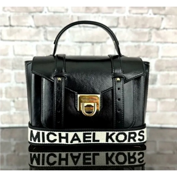 MICHAEL KORS MANHATTAN MEDIUM SATCHEL CROSSBODY SHOULDER BAG $598 Black - Picture 6 of 7